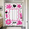Cute Kawaii Cartoon Bathroom Shower Curtain Pink Fun Design for Kids Nursery Bathroom Decor