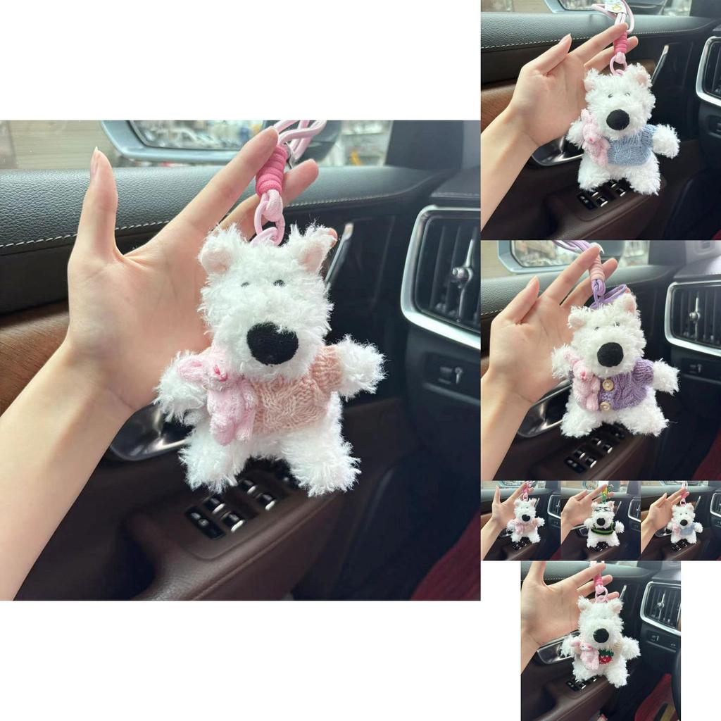 Adorable Cartoon Dog Plush Keychain Soft Pp Cotton Stuffed Animal Bag Charm