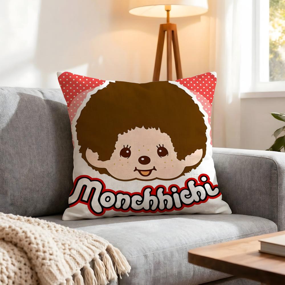 Character Monchhichi Cushion Cover 1Pcs Decorative Covers Soft Cushion Case For Sofa Couch Decor 40X40 45X45 Pillowcases