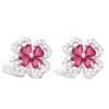 [N6904] - Silver Earrings '4 Leaf Clover' White Ruby ​​(rhodium-plated) - 12 Mm