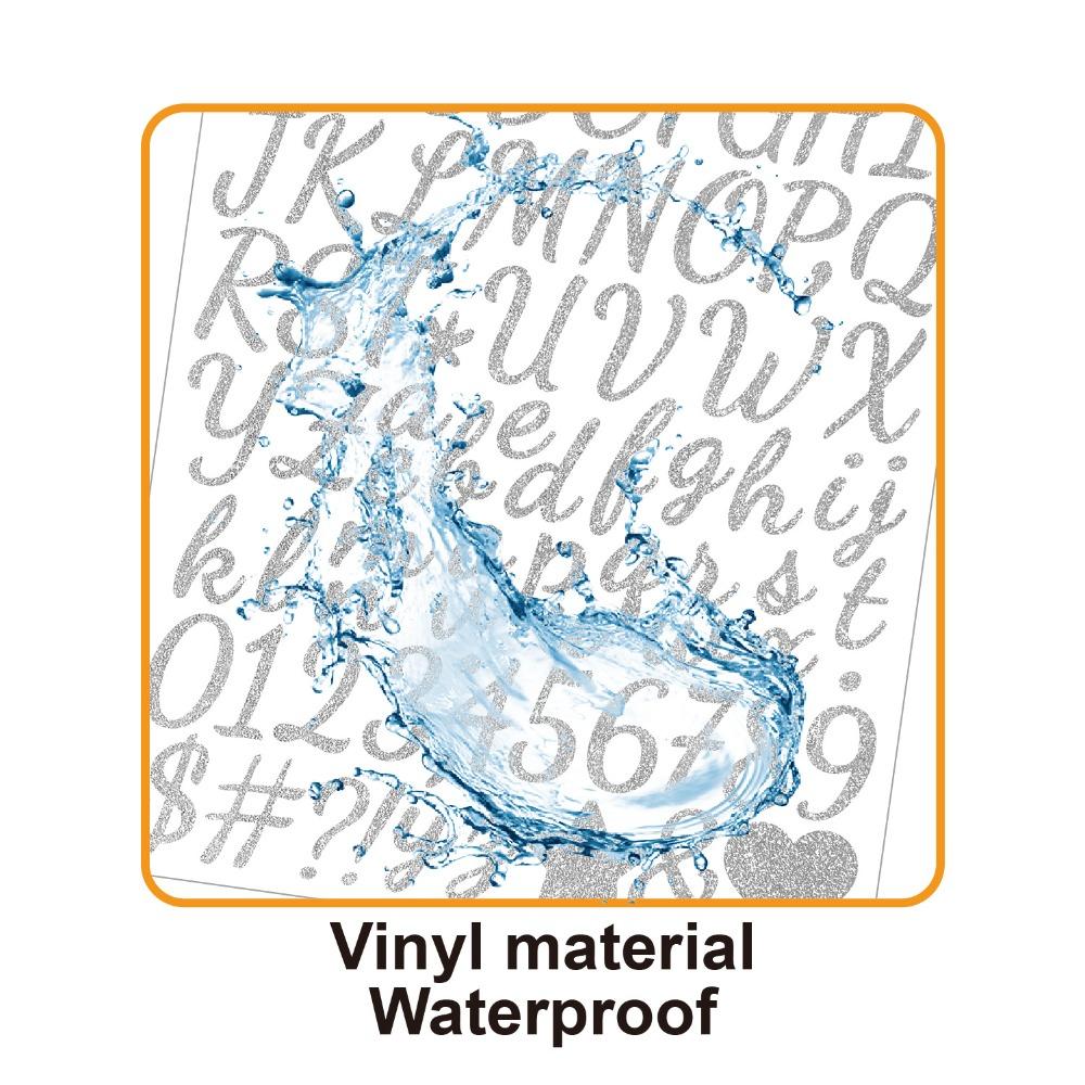 5 Sheets 2/1.5 Inch Glitter Letter Stickers Sparkling Shiny Silver Letter Number Sticker DIY Crafts