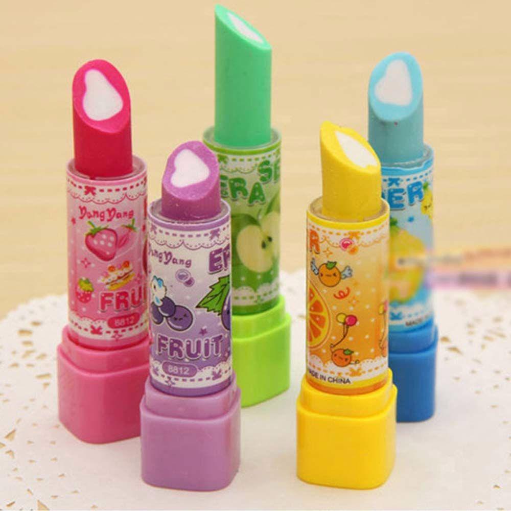 Office Supplies Children Gift Fruit Eraser Lipstick Eraser Stationery Rotary Rubber Eraser