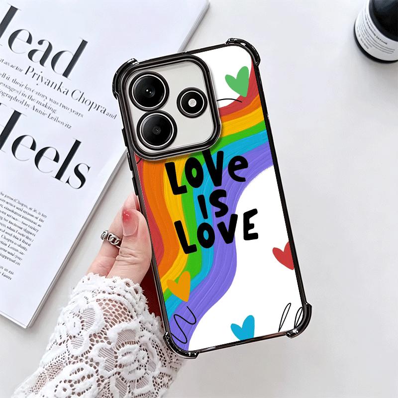 LGBT Rainbow Love Is Love Plating Phone Case For Xiaomi Redmi Note 14 15 Pro Plus 13 12 11 11S 11T 10 9S 9 5G Anti-Fall Airabag
