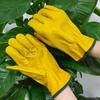Cowhide Full Riding Gloves Knit Wrist Smooth Texture 17-inch Length-Stab-resistant for Outdoor Camping Gardening Work Labor