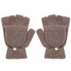 Dual-use Warm Winter Convertible Flip Top Half Finger Gloves Knitting Mittens Coral Velvet  Gloves