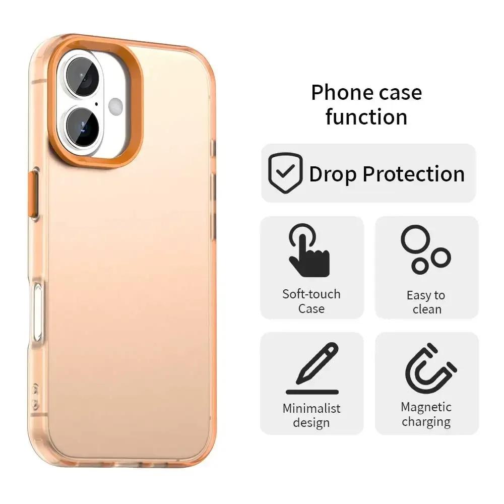 Матовый цветной прозрачный чехол-бампер для iPhone 17 16 14 13 12 11 15 Pro Max, матовый противоударный чехол для iPhone 17