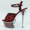 Sexy Leopard Print High Heel Party Nightclub Women's Shoes Transparent PVC Crystal Thick Heels 15CM Platform Model Sandals Show