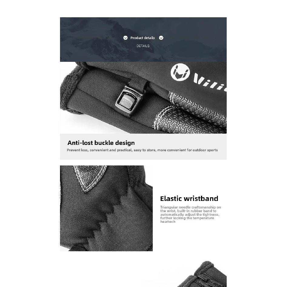 Vilico Touchscreen Ski Gloves Windproof Wear-Resistant Anti-Slip Waterproof for Cycling Fishing Cozy Autumn Winter Hand Gear