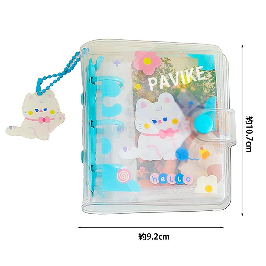 PAVIKE Sticker Book for Transparent Removable Blue Kitten for Notebook Small Card 10 Inner Girls, Stickers, Stickers, Waterproof, Wear-Resistant,