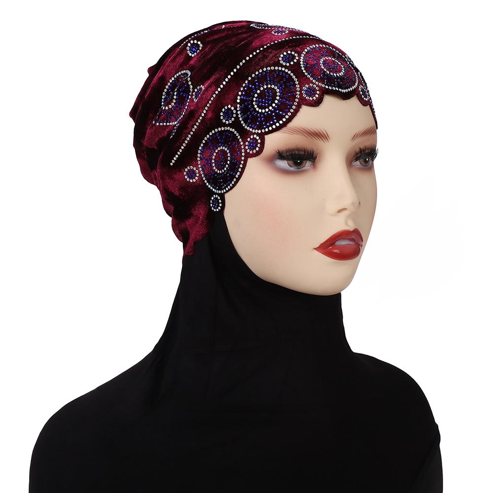 Модный тюрбан для женщин, мусульманский хиджаб, исламский головной платок, африканский платок с бриллиантами, головной платок-боннет.