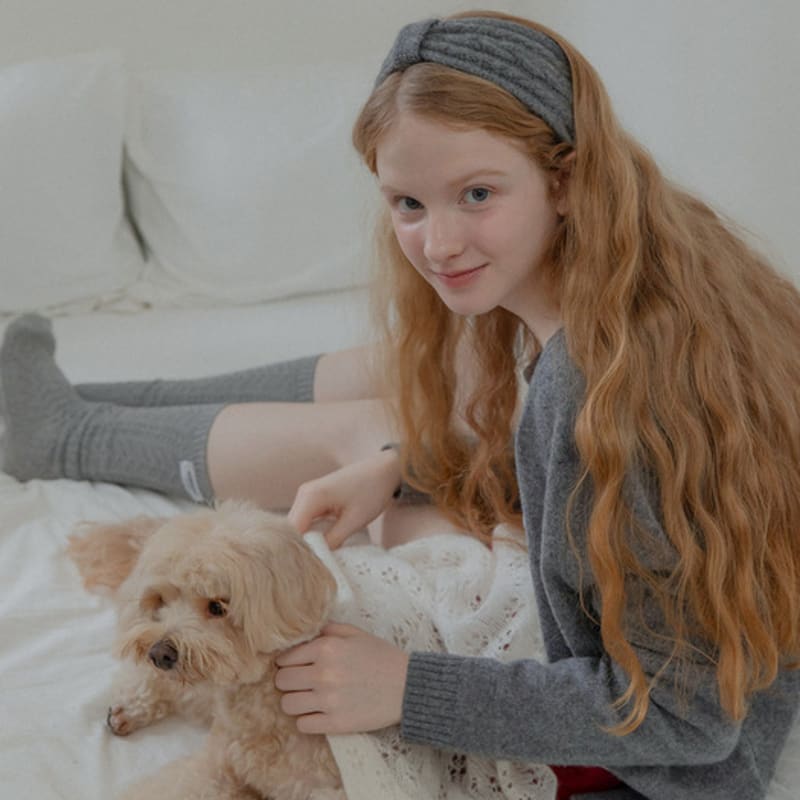 Mellotory 100% кашемировая кабельная повязка для волос (древесный уголь)