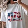 Рубашка с пэчворком из искусственной пряжи "Америка 1776", Футболка с потертым принтом флага США