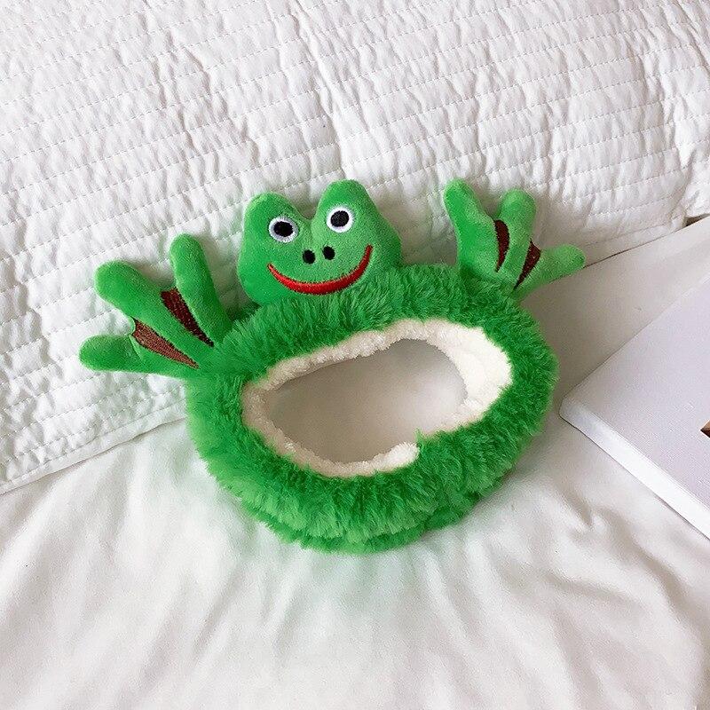 Мультяшные большие глаза лягушки, плюшевые обручи для волос с бантом для женщин, сладкий макияж, повязка для волос, повязка на голову, аксессуары для волос для девочек, корейские головные уборы