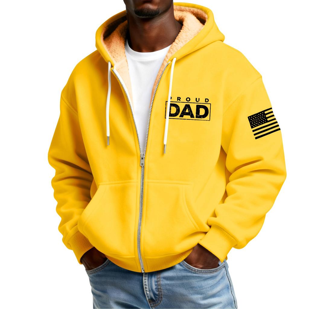 Мужской флисовый кардиган с капюшоном на молнии и с принтом, с карманами, мужской повседневный кардиган