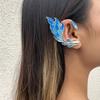 Ear Cuff Luxury Blue Painted Dripping Oil Craft Without Piercing Fashion Fairy Wings Shape Ear Bone Clip Jewelry Accessory