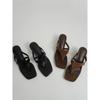 Fashion Square Toe Thin Kitten Heel French Niche Designer New Versatile Flip-flops
