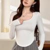 Modal T-shirt Women Long Sleeve Autumn New Curved U Collar Pure Desire for Sexy Undershirt