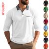 Men's Loose Lapel Long Sleeve Polo Shirt Pocket Minimalist Casual.