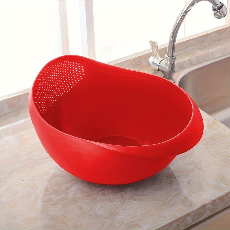 1 Pc Multifunction Plastic Rice Washing Strainer and Drain Basket for Fruit and Vegetable Cleaning, Kitchen Colander Tool