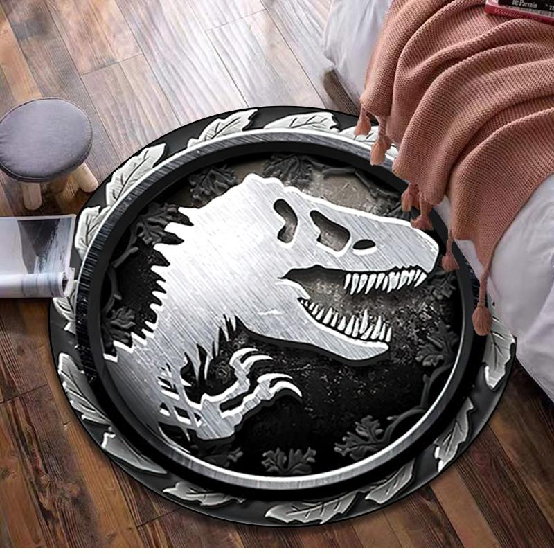 1Pc Jurassic Circular Rug - Office Decorative Carpet For Living Room Bedroom Door Mat Floor Rug Computer Chair Area Rug
