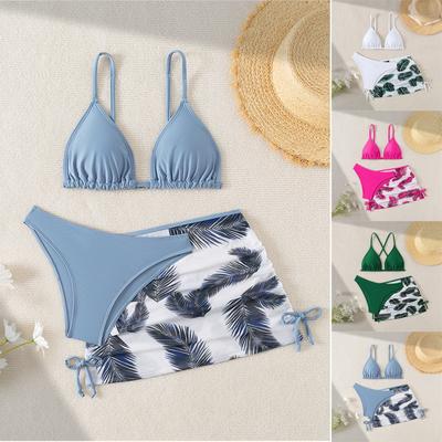 Летний детский купальник из трех частей, модный купальник-бикини для больших девочек