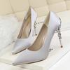 Comemore Metal Thin Heel High Heels Women Pumps 2025 Sexy Pointed Toe Ladies Shoes Wedding Woman Elegant Party Sandals
