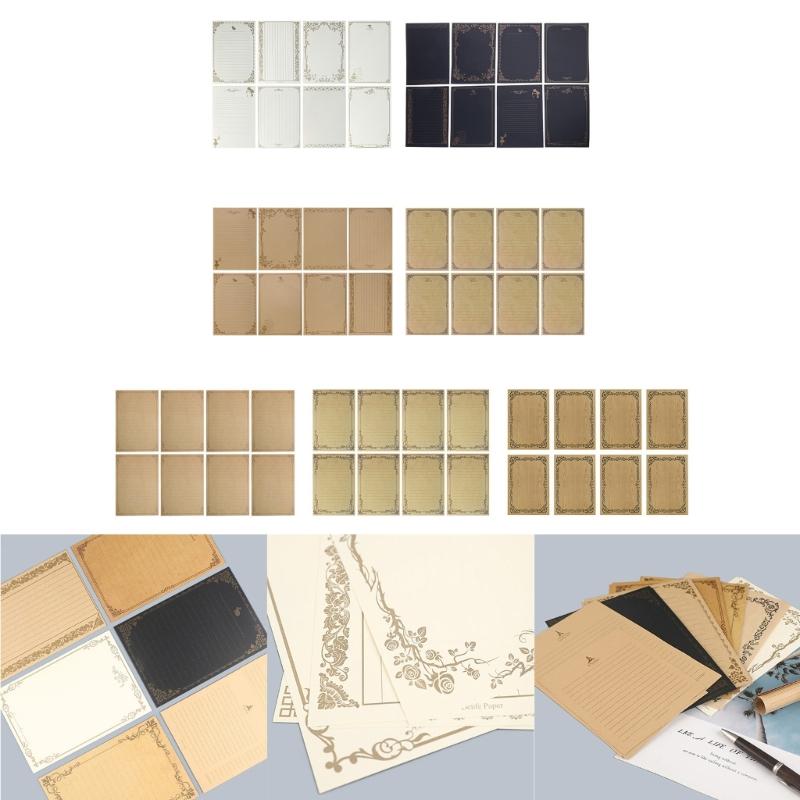 8 Листов Винтажной Крафтовой Канцелярской Бумаги A5 В Линию Набор Бумаги для Письма для Персонализированного Письма Стихотворения