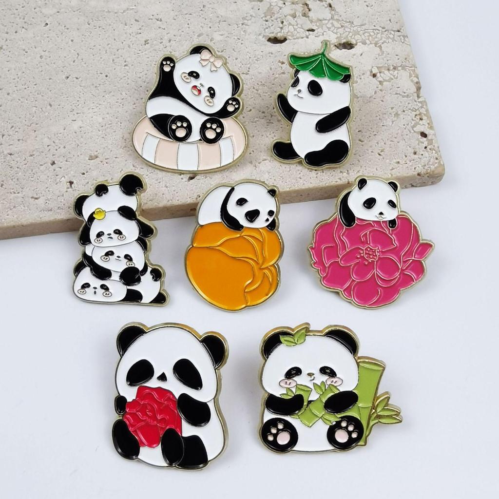 Panda Cartoon Brooch - Cute Metal Badge for Children's Bags & Clothing