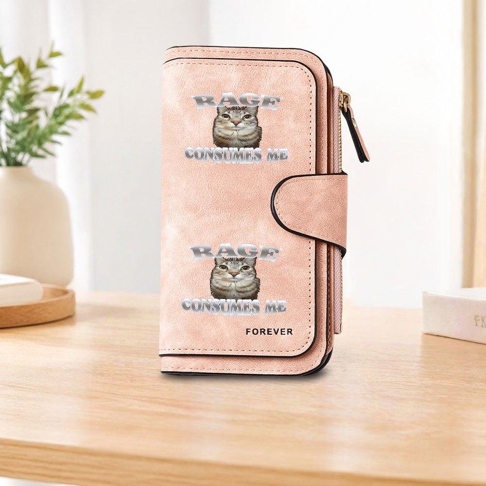 RAGE CONSUMES ME Cat Long Zipper Wallet Large Capacity Card Holder Unisex Clutch Bag Fashionable Zipper Coin Purse Suitable For Daily Commute Travel