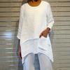 1116 Summer New Women's Large Size Elegant Series Loose Garden Neck Long Sleeve Top T-Shirt