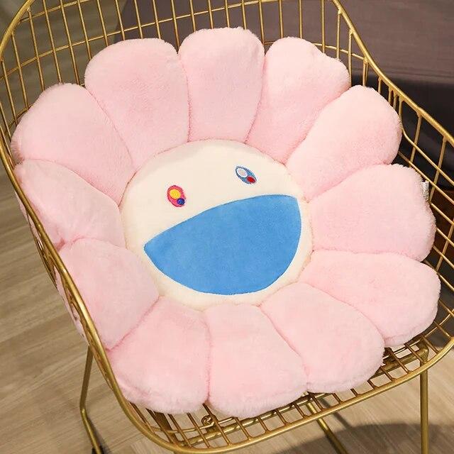 Kawaii улыбка лицо подсолнух солнечный цветок мягкая плюшевая игрушка кукла подушка коврик держать подушку дома спальня авто Декор подарок для девочек