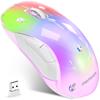 Memzuoix LED Wireless Rechargeable Ergonomic Mouse with Detachable 1200 DPI Portable Optical Computer Mouse with USB Receiver for and 5 Buttons Pink