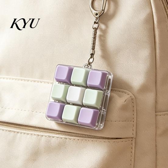 Nine Button Clicking Toy 9-Keys Keyboard Fidget Toy, LED Light-up Keychain Tactile Decompression Tool for Stress Relief, 9-In-1 Mechanical Backpack