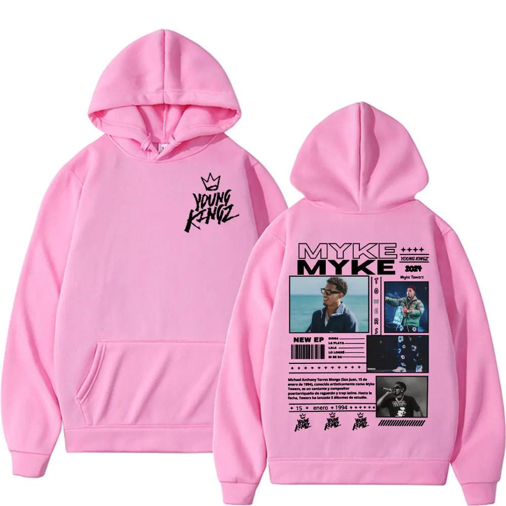 Худи большого размера для мужчин от рэпера Myke Towers Hip Hop Rock Уличный Повседневный Pop С длинным рукавом Y2K Теплый Осенний Свитшот Одежда