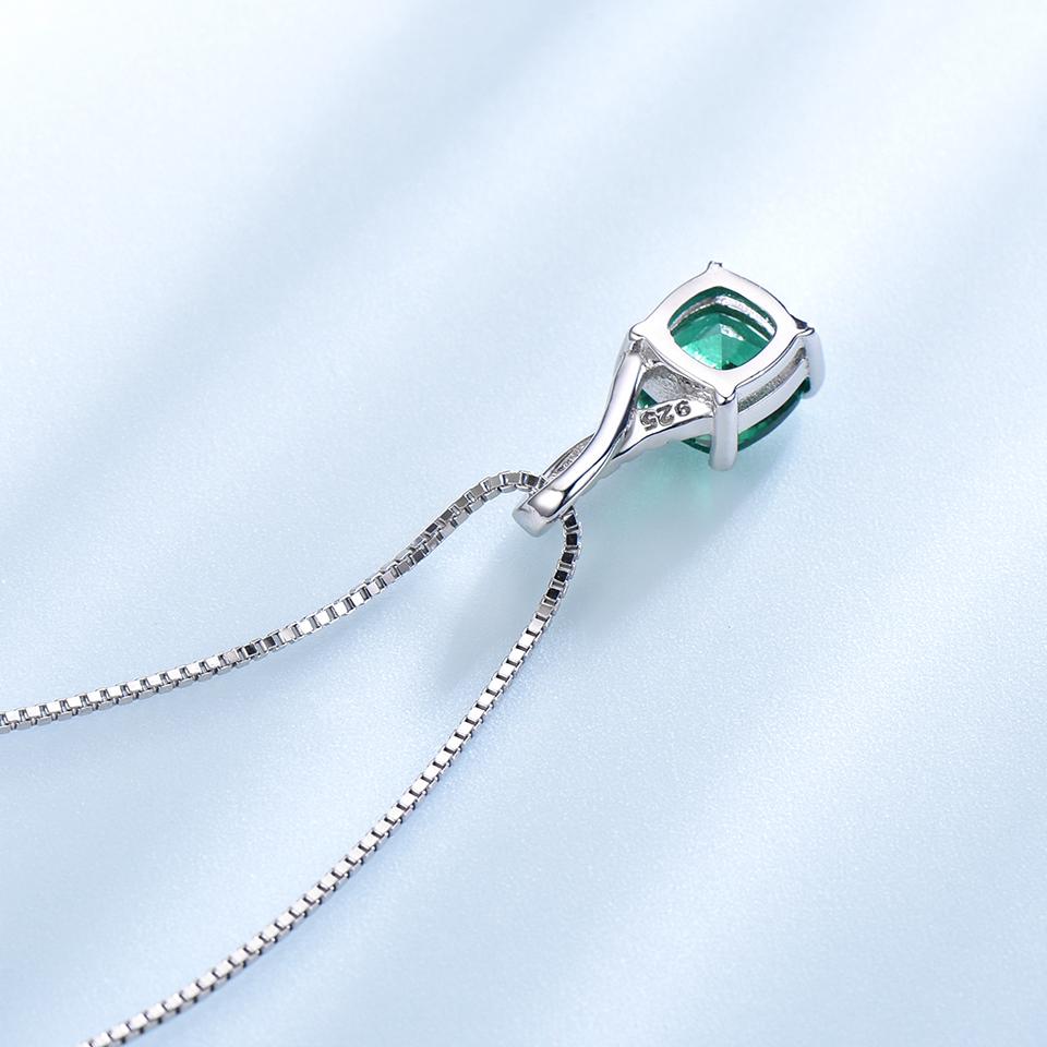 Umcho Created Emerald Gemstone Pendants For Women Genuine Solitaire Pendant Necklace Brand Jewelry New
