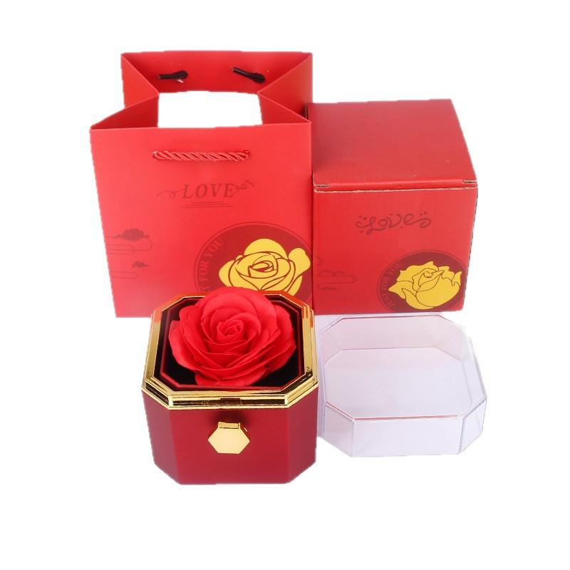 Creative Rotatable Rose Soap Flower Gift Box for Wedding & Birthday-Jewelry Storage Box