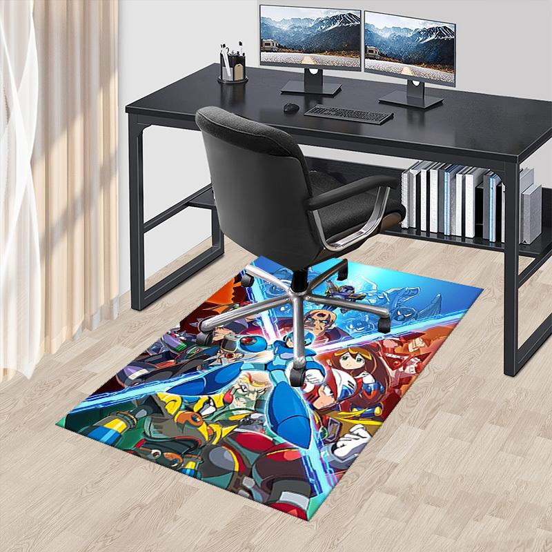 1pc Mega Man Anime Cartoon Design Office Chair Mat Non-Slip Carpet for Home Decor Living Room Bedroom Game Room Gift All Seasons Universal.Y038