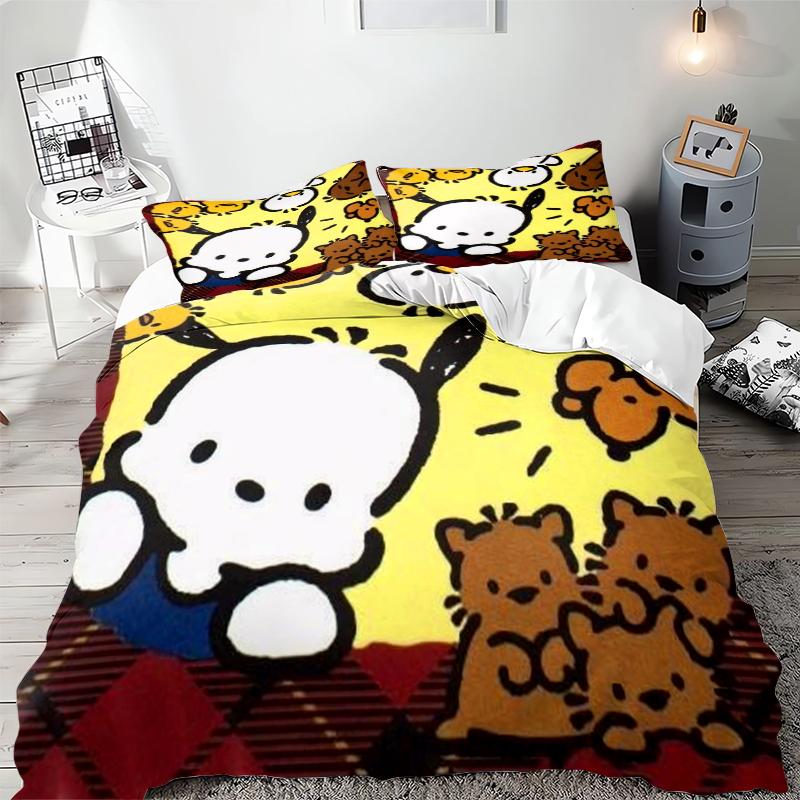 Постельное белье с 3D-принтом Pochacco, комплекты: одеяло, покрывало, пододеяльник, наволочки, 2-3 предмета, декор для детской и взрослой спальни