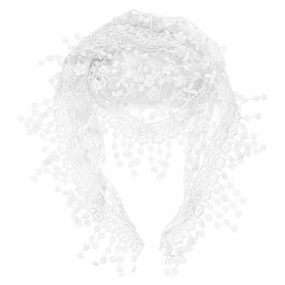 Sun Protection Sunscreen Triangle Scarf Floral Lace Hollow Out Silk Hijab Tassel Shawls Scarves