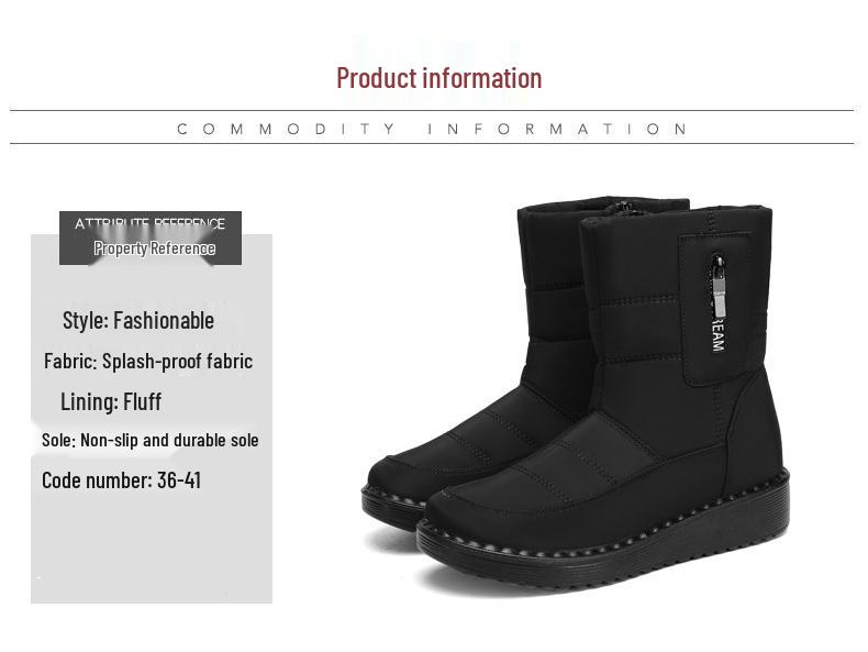 Женские зимние длинные сноубутсы на флисовой подкладке - Хлопок, Полиуретан, Теплые и Утепленные для Занятий Спортом на Открытом Воздухе