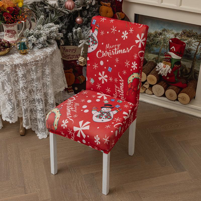 Рождественский чехол на стул, новый декоративный чехол на обеденный стул, праздничный декоративный эластичный чехол на спинку стула, Рождественский чехол на стул