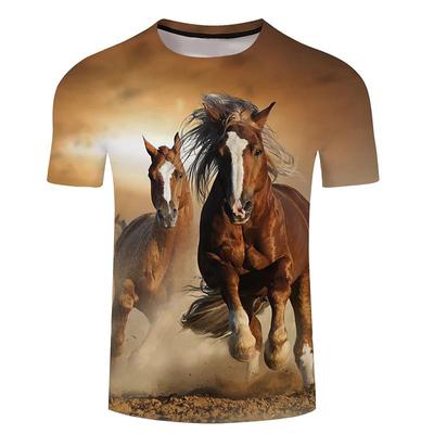 2022 Мужские футболки с принтом 3D Horse, с круглым вырезом и коротким рукавом, уличная одежда, хип-хоп, трендовая мужская одежда, летние футболки 6xl, топы