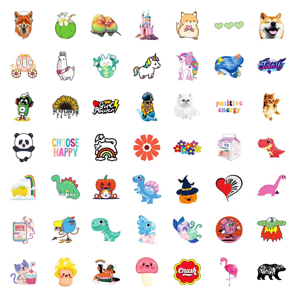 New 100 High-value Ins Style Mushroom Mix and Match Stickers Cute Fox Panda No Repeat Waterproof Stickers