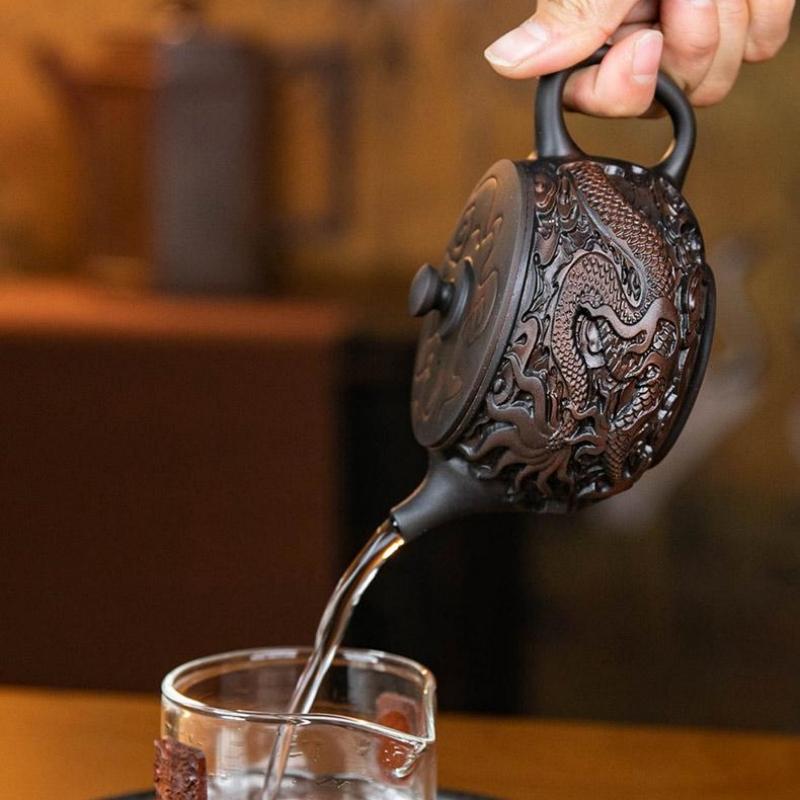 Фиолетовый керамический вращающийся горшок, керамический чайник для кунг-фу, одинарный чайник, устройство для заваривания чая пуэр, чайные наборы, китайский чайник