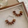 Amber Coffee French Retro Luxury Earrings - Women's Elegant Studs with Niche Design
