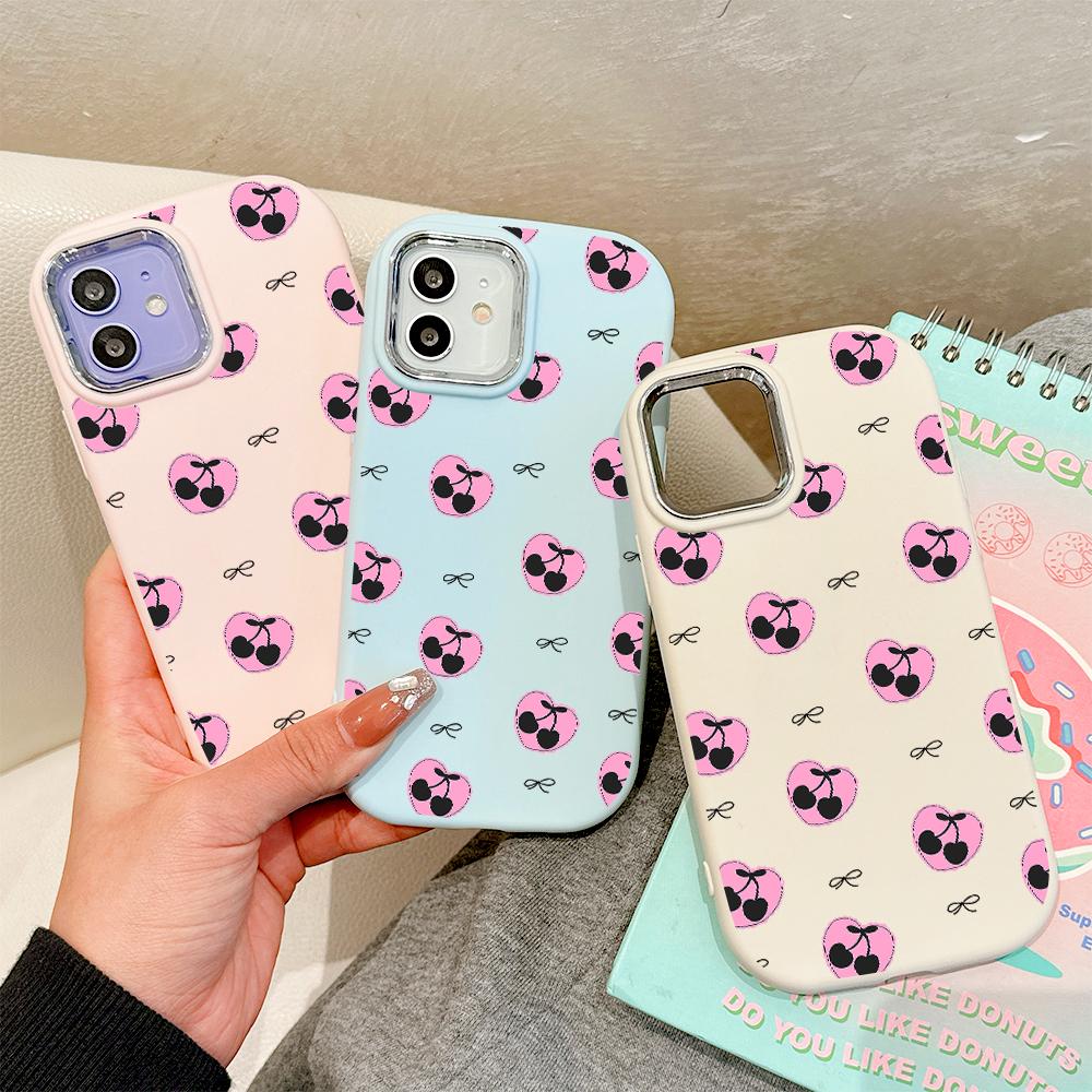 Для OPPO A18 A38 A54 A60 A96 Reno12 F 8T 8Z Vivo V30 V40 Y15s Y22 Y27 Y30 Y36 Love Cherry Design Мягкий силиконовый чехол цвета конфет, противоударный