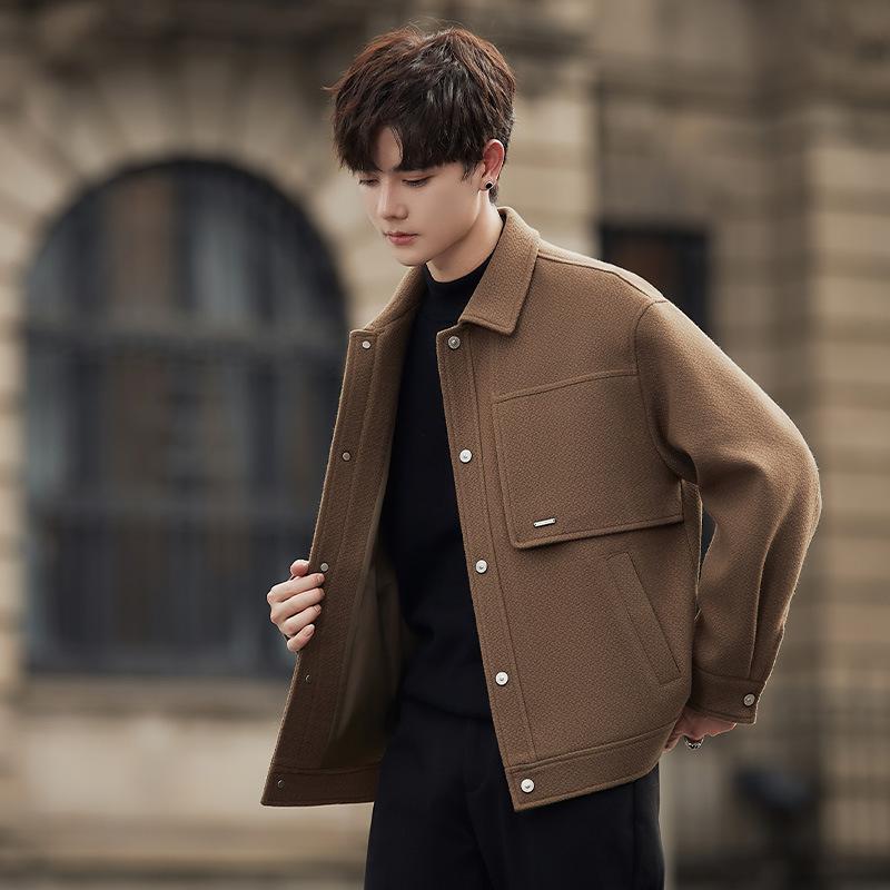 The New Korean Version of Solid Color Woolen Casual Fashion Men's Short Jacket Jacket Is Trendy