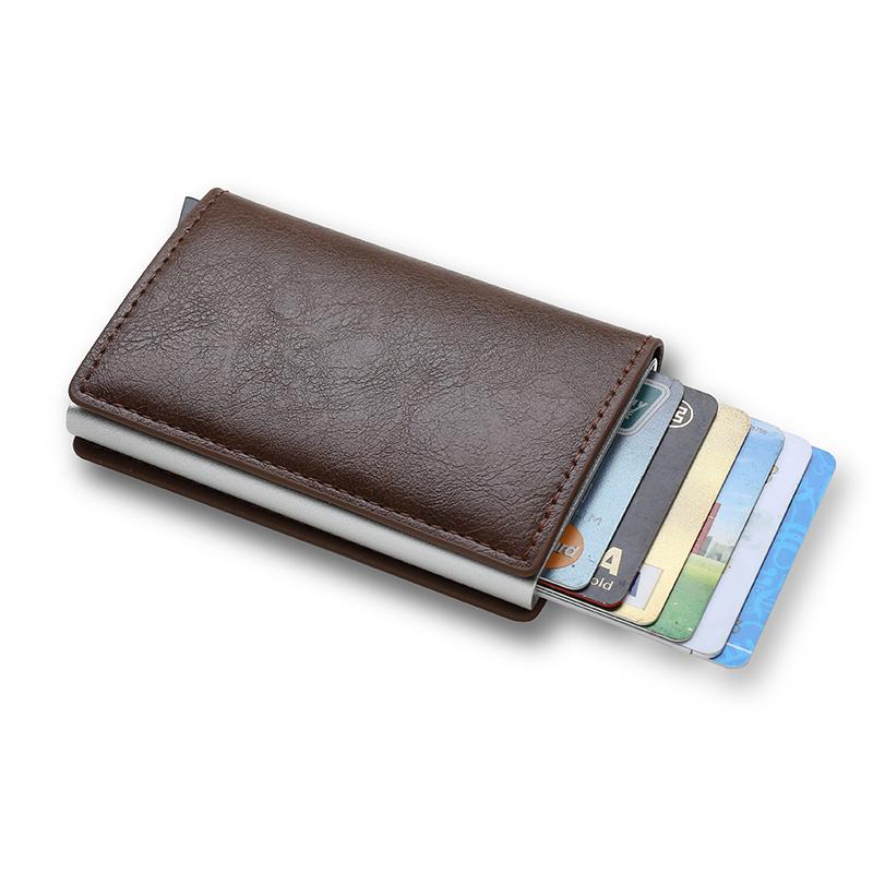 Алюминиевый кошелек для мужчин с RFID-защитой, держатель для карт, кошелек, узор из углеродного волокна, мужской, деловой, тонкий, умный кошелек, держатель для кредитных карт, чехол