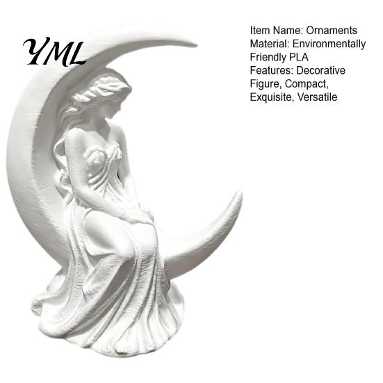 Pure White Matte Sculpture Moon Goddess Fairy Figurine, Sculpture, 3D Printed PLA Delicate Textured Figurine Winged Statue, Mystical Fantasy
