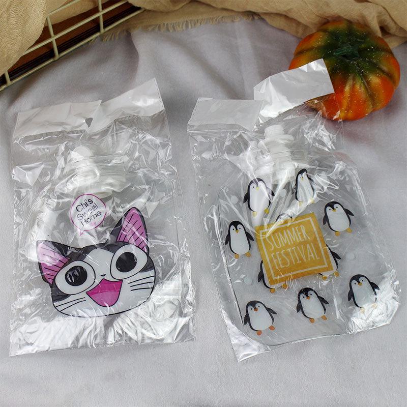 Корейская прозрачная мультяшная перламутровая ткань, наполненная водой, взрывобезопасная, студенческая грелка для рук, сумка для горячей воды